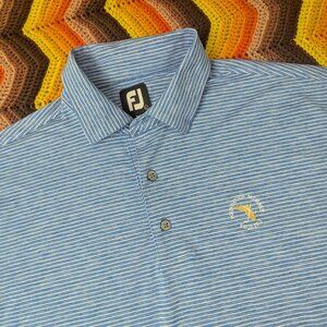 Large FootJoy FJ Golf Polo Shirt Mens Blue Striped FSGA Florida Golf Assoc h131